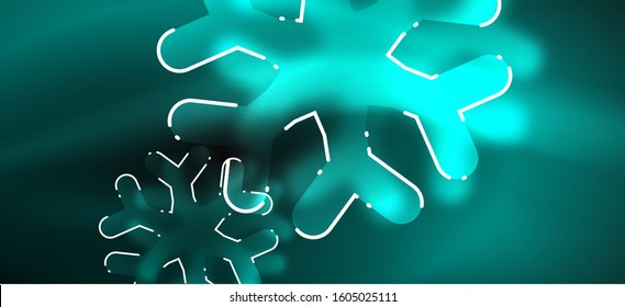 Unscharfer Weihnachtsschneeflocken, abstrakter Hintergrund, minimales Design, neonfarbige Farben. Vektorneonhintergrund. Schneehintergrund. Schnee im Neujahr