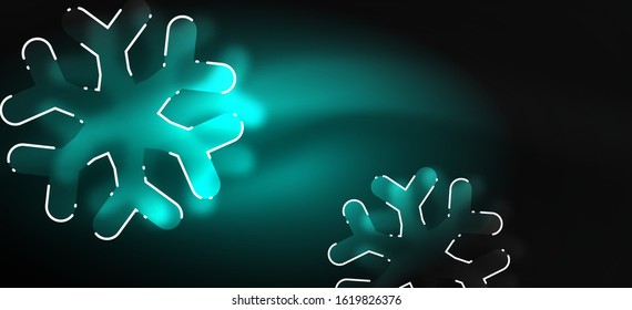Borroso fondo abstracto de copo de nieve de Navidad, diseño mínimo estilizado, colores brillantes de neón. Fondo de neón vectorial. Fondo de nieve. Nieve brillante de Año Nuevo