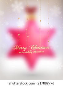 Blurred Christmas Star Ball. Xmas Decorations. Blur Silver Snowflakes. Holiday Design for New Year Greeting Cards, Posters and Flyers. Vector. 