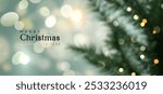 Blurred Christmas tree branches with soft glowing lights and bokeh effects in background. Christmas and New year de-focus blurred template for holiday design. Vector illustration