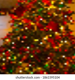 Blurred Christmas tree with ornaments vector background, digitally created on a tablet, bokeh christmas lights vector