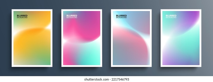 Blurred circles. Set of abstract backgrounds with soft gradient round shapes for your creative graphic design. Vector illustration.