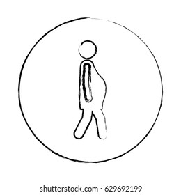 blurred circular frame silhouette pictogram woman pregnant walking vector illustration