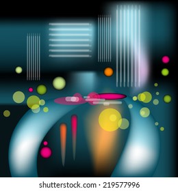Blurred City Lights of street Traffic vector illustration
