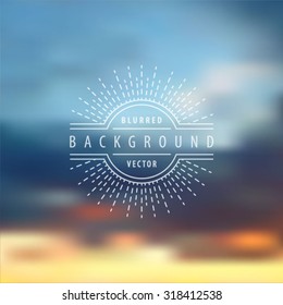 Blurred cloudy sky background with sunset view. Vector illustration. 