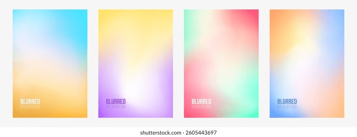 Blurred color abstract backgrounds. Set of soft colored gradients for creative graphic design. Vector illustration.