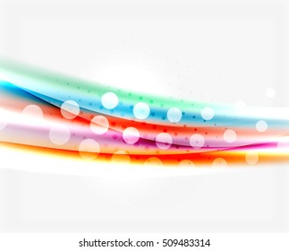 Blurred color waves, lines. Vector abstract background with copyspace