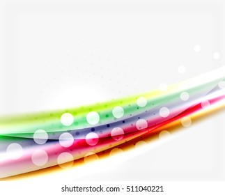 Blurred color waves, lines. Vector abstract background with copyspace