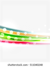 Olas de color borrosas, líneas. Fondo abstracto vectorial con espacio de copia