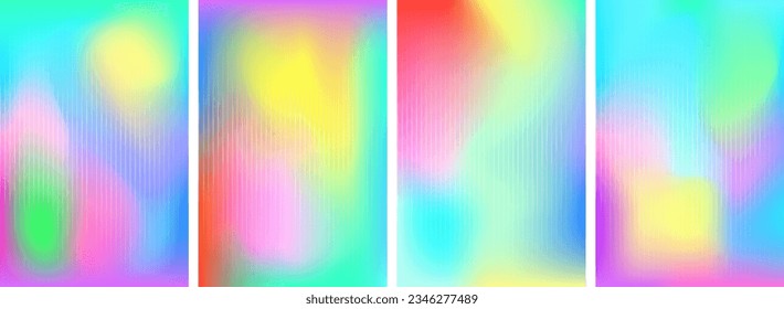 Blurred colored abstract background Smooth transitions iridescent colorful gradient rainbow backdrop set of vector mesh gradients  for banner website flyer copy free space with white vertical lines