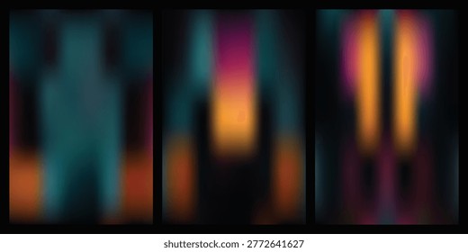 Blurred colorful abstract background with black borders and vibrant colors