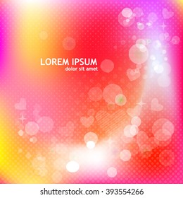 Blurred colorful background with hearts. Vector