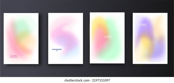 Blurred colorful backgrounds set vector illustration.
