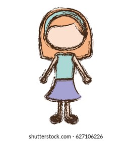 blurred colorful faceless caricature blonded hair girl with shirt and skirt vector illustration