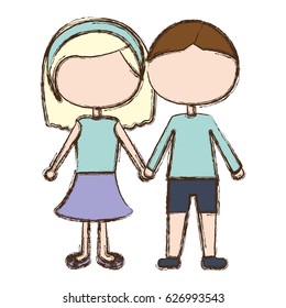 blurred colorful faceless couple in suit informal with taken hands vector illustration