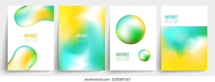 Blurred colors. Liquid and round shapes. Set of abstract backgrounds with vibrant color gradients for creative graphic design. Vector illustration.