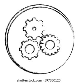 blurred contour circular frame with gear wheels icons vector illustration