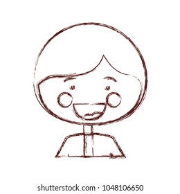 blurred contour shading smile expression cartoon half body guy with short hair