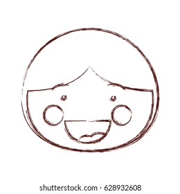 blurred contour shading smile expression cartoon front face boy hairstyle vector illustration