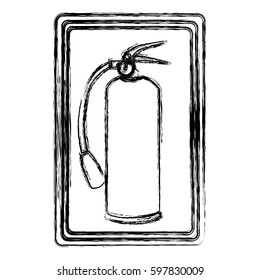 blurred contour signal with silhouette fire extinguisher icon vector illustration