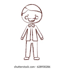 blurred contour smile expression cartoon young with formal suit vector illustration