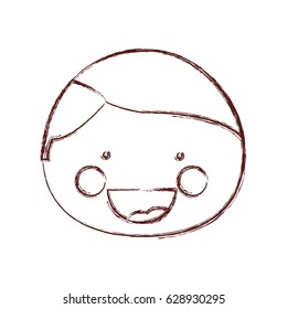 blurred contour smile expression cartoon front face guy with side left hairstyle vector illustration