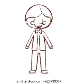blurred contour smile expression cartoon man with formal suit vector illustration