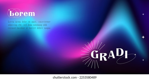 Blurred cool pink blue gradient background and geometric shapes  Trendy fluid holographic gradient poster for wall art social media cover  Modern wallpaper design tempate