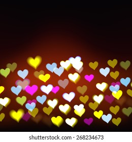 Blurred defocused lights background with hearts
