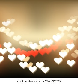 Blurred defocused lights background with hearts