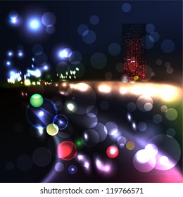 Blurred Defocused Lights of Heavy Traffic on a Wet Rainy