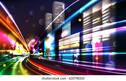 Blurred Defocused Lights of Heavy Traffic on a Wet Rainy
