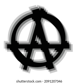 Blurred distorted geometric symbol . Minimal art design . Noise destroyed logo . Trendy defect error shapes . Glitched anarchy symbol .Broken effect .vector 
