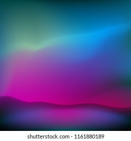 Blurred evening landscape - gradient mesh - blue, violet, pink - digital watercolor