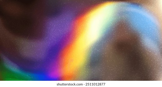 Blurred exposed photo paper with rainbow hologram effect and noise texture. Overlay pattern. Film with light leak