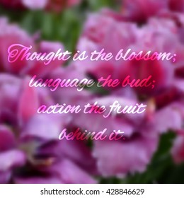 Blurred floral background with motivational phrases - EPS10