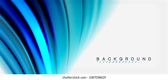 Unscharfer, flüssig blauer Hintergrund, abstrakte Wellen Linien, Vermischung von Farben mit Lichteffekten auf hellem Hintergrund. Vektorgrafik für Präsentationen, App-Bildschirmhintergründe, Banner oder Poster
