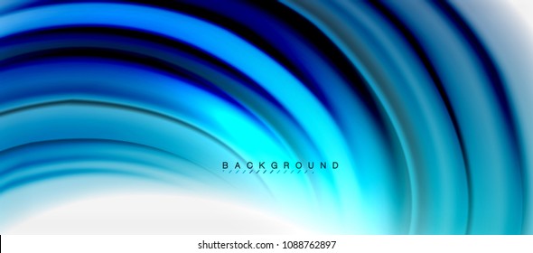 Blurred fluid blue colors background, abstract waves lines, mixing colours with light effects on light backdrop. Vector artistic illustration for presentation, app wallpaper, banner or posters