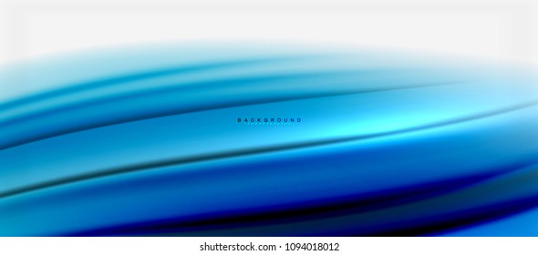 Blurred fluid blue colors background, abstract waves lines, mixing colours with light effects on light backdrop. Vector artistic illustration for presentation, app wallpaper, banner or posters