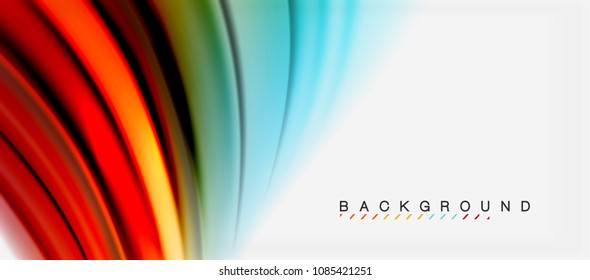 Blurred fluid colors background, abstract waves lines, mixing colours with light effects on light backdrop. Vector artistic illustration for presentation, app wallpaper, banner or posters