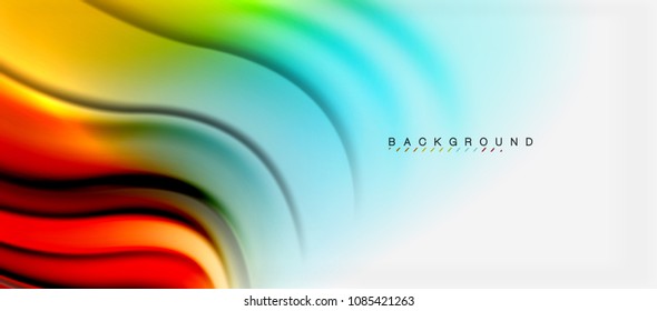 Blurred fluid colors background, abstract waves lines, mixing colours with light effects on light backdrop. Vector artistic illustration for presentation, app wallpaper, banner or posters