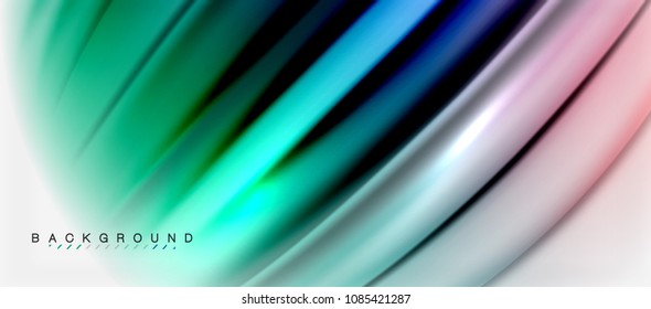 Blurred fluid colors background, abstract waves lines, mixing colours with light effects on light backdrop. Vector artistic illustration for presentation, app wallpaper, banner or posters