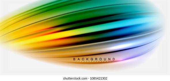 Fondo de color de fluido borroso, líneas de ondas abstractas, mezcla de colores con efectos de luz sobre el fondo de la luz. Ilustración artística vectorial para presentación, fondo de pantalla de aplicación, pancarta o afiches