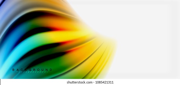 Blurred fluid colors background, abstract waves lines, mixing colours with light effects on light backdrop. Vector artistic illustration for presentation, app wallpaper, banner or posters