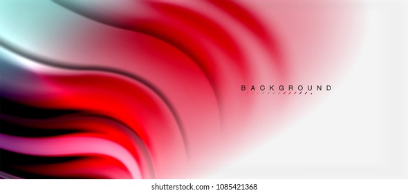 Blurred fluid colors background, abstract waves lines, mixing colours with light effects on light backdrop. Vector artistic illustration for presentation, app wallpaper, banner or posters