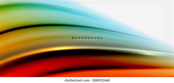 Fondo de color de fluido borroso, líneas de ondas abstractas, mezcla de colores con efectos de luz sobre el fondo de la luz. Ilustración artística vectorial para presentación, fondo de pantalla de aplicación, pancarta o afiches
