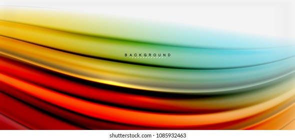 Fondo de color de fluido borroso, líneas de ondas abstractas, mezcla de colores con efectos de luz sobre el fondo de la luz. Ilustración artística vectorial para presentación, fondo de pantalla de aplicación, pancarta o afiches