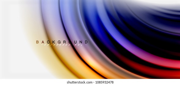 Fondo de color de fluido borroso, líneas de ondas abstractas, mezcla de colores con efectos de luz sobre el fondo de la luz. Ilustración artística vectorial para presentación, fondo de pantalla de aplicación, pancarta o afiches