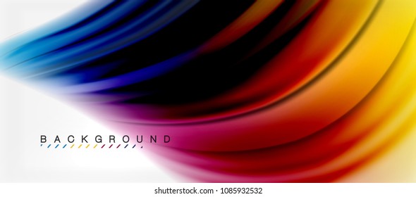 Blurred fluid colors background, abstract waves lines, mixing colours with light effects on light backdrop. Vector artistic illustration for presentation, app wallpaper, banner or posters
