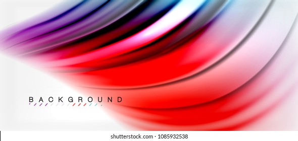 Blurred fluid colors background, abstract waves lines, mixing colours with light effects on light backdrop. Vector artistic illustration for presentation, app wallpaper, banner or posters